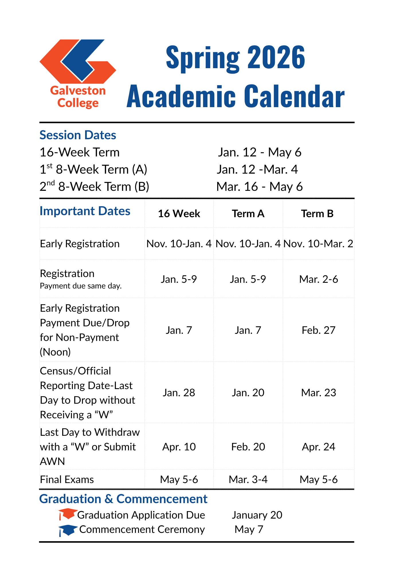Spring 2026 Calendar Registration